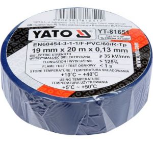 Insulation Tape 19mm x 10M Blue color  YT-81651