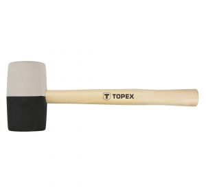 Rubber mallet 63mm/680g, black-white rubber, wooden handle