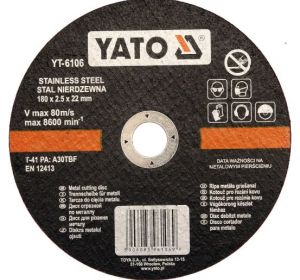 Inox Cutting Disc 180 x 2.5 x 22mm Yato Brand YT-6106
