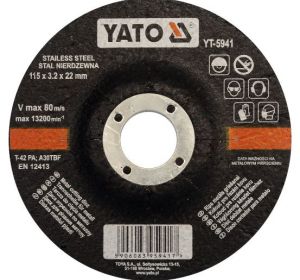 Inox Metal Cutting Disc 115 x 22 x 3.2mm Depressed Center Yato Brand YT-5941