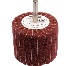 Flap+Abrassive Cloth with Shaft 60 x 50 x 6mm Grit:100-Medium Brown Color Yato Brand YT-83395