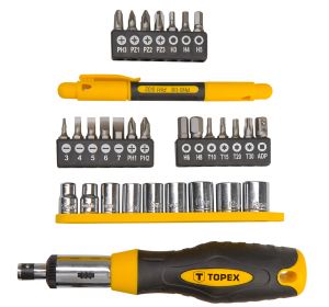 Bits set with handle and sockets, 34 pcs