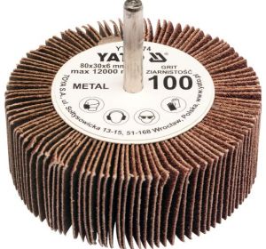 Flap Wheel With Shaft 80 x 30 x 6mm Grit:40 Brown Color Yato Brand YT-83371