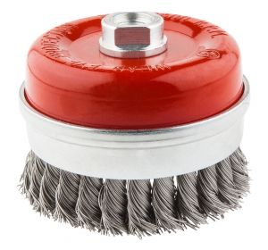 Cup brush 100mm x M14 twisted stainless steel wire 0.50mm