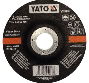 Inox Metal Cutting Disc 115 x 22 x 2.5mm Depressed Center Yato Brand YT-5940