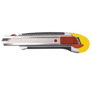 Snap-off blade knife, metal slideway