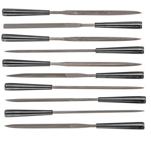 Needle file set 10pcs. (3 x 140mm) with handles