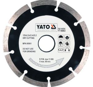 Diamond Blade Segmented-HS 125 x 2.2 x 22.2mm Yato Brand YT-6003