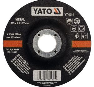 Metal Cutting Disc 115 x 2.5 x 22mm Depressed Center Yato Brand YT-6114