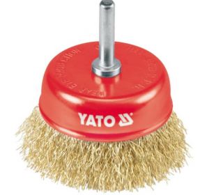 Cup Brush Brass Wire 75mm,6mm bar  YT-4750