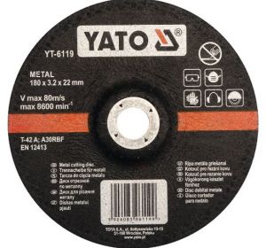 Metal Cutting Disc 180 x 22 x 3.2mm Depressed Center Yato Brand YT-6119