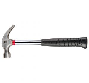 Claw hammer 450g, hardened tubular hdl, black grip, fully polished,