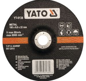 Metal Grinding Disc 180 x 6.0 x 22mm Yato Brand YT-6138