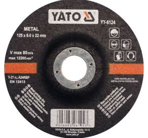 Metal Grinding Disc 125 x 6.0 x 22mm Yato Brand YT-6124