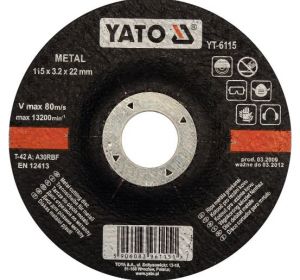 Metal Cutting Disc 115 x 3.2 x 22mm Depressed Center Yato Brand YT-6115