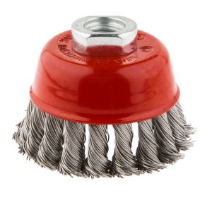 Bowl cup brush 80mmx M14, twisted stainless steel wire 0.5mm